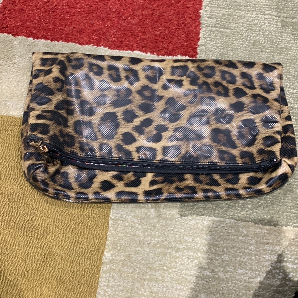 Leopard Print fold over  clutch bag